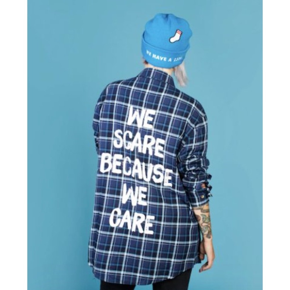Cakeworthy Pixar Monsters Inc Flannel Shirt L We Scare Because We Care